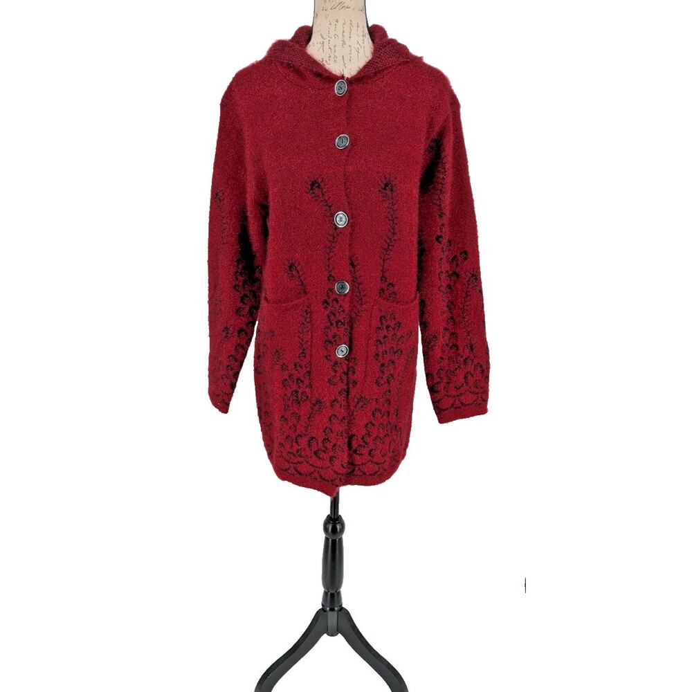 KELUQi Heavy Knit Sweater Coat SMALL 21"Across Bust Burgendy New With Tags